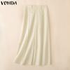 VONDA Women Zip-up Waist Casual Loose Long Palazzo Pants Suit Trousers