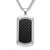 Necklace for Men, Dog Tag Stainless Steel and Carbon Fiber Inlay Pendant Necklace for Men. Men Necklace. Chain Necklace with Pendant for Men