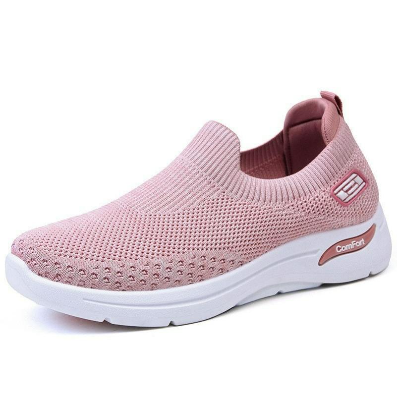 Schuhe Damen Frühling Freizeitschuhe Weiche Sohle Leichtgewicht Mutter Schuhe Große Größen Damenschuhe Fliegende Socken Schuhe Stoffschuhe