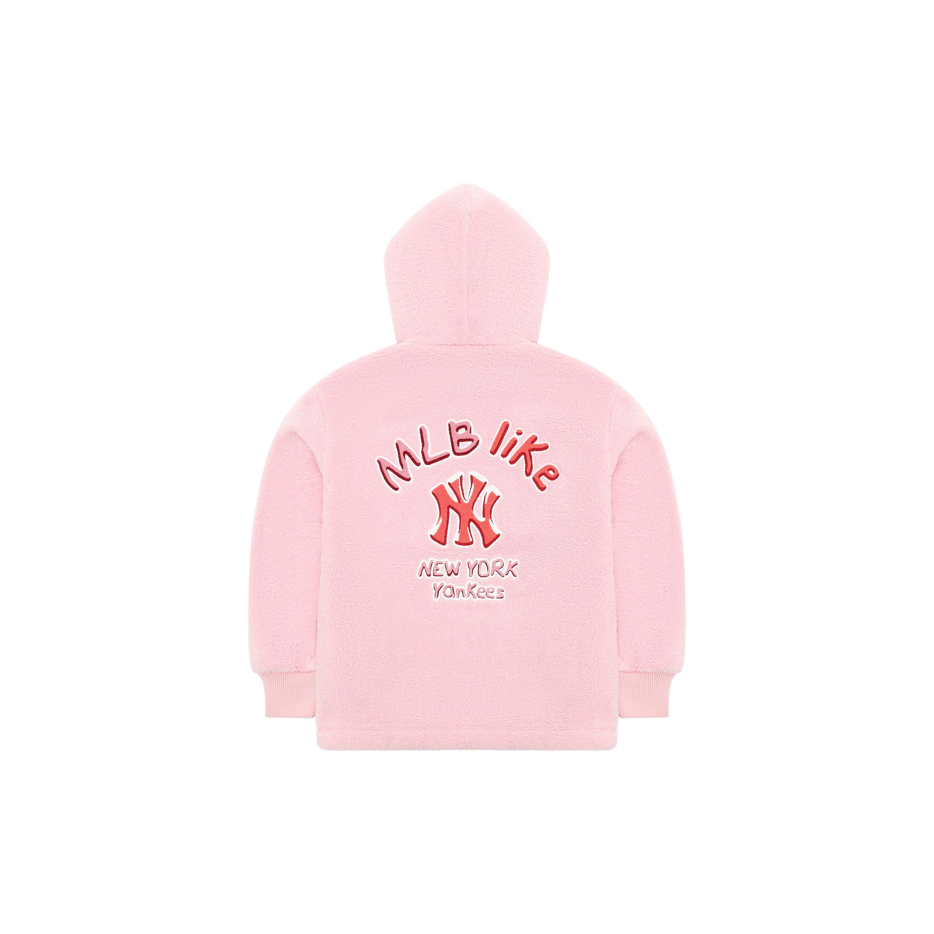 MLB New York Yankees Graffiti Letter Print Sherpa Hoodie Unisex Oberbekleidung Rosa 3AFDL3126-50PKS XS