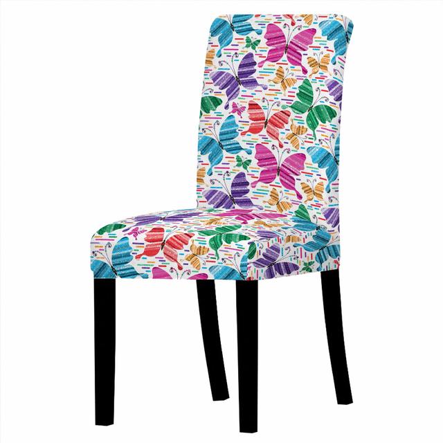 

Эластичный чехол на обеденный стул с принтом бабочки, эластичный пылезащитный чехол для стула, защитный чехол для кухонных табуретов, домашний декор для отеля Universal Size