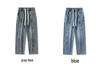 Longdafei Plus Size Men's Retro Straight Leg Jeans - Autumn/Winter Loose Fit Casual Pants