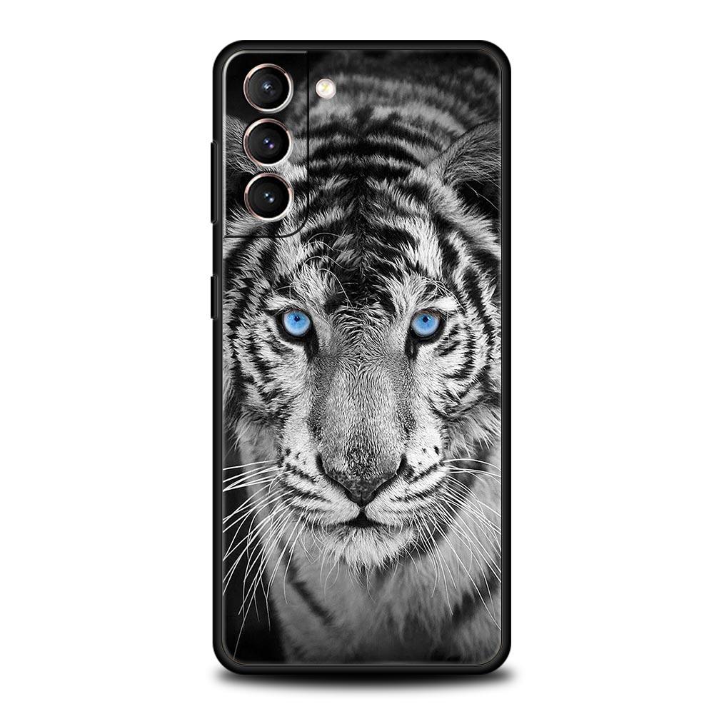 Tiger Leopard Fashion Phone Case For Samsung Galaxy S26 Ultra S25 Plus S24 FE S23 S22 5G S21 S20 Cover Black Soft