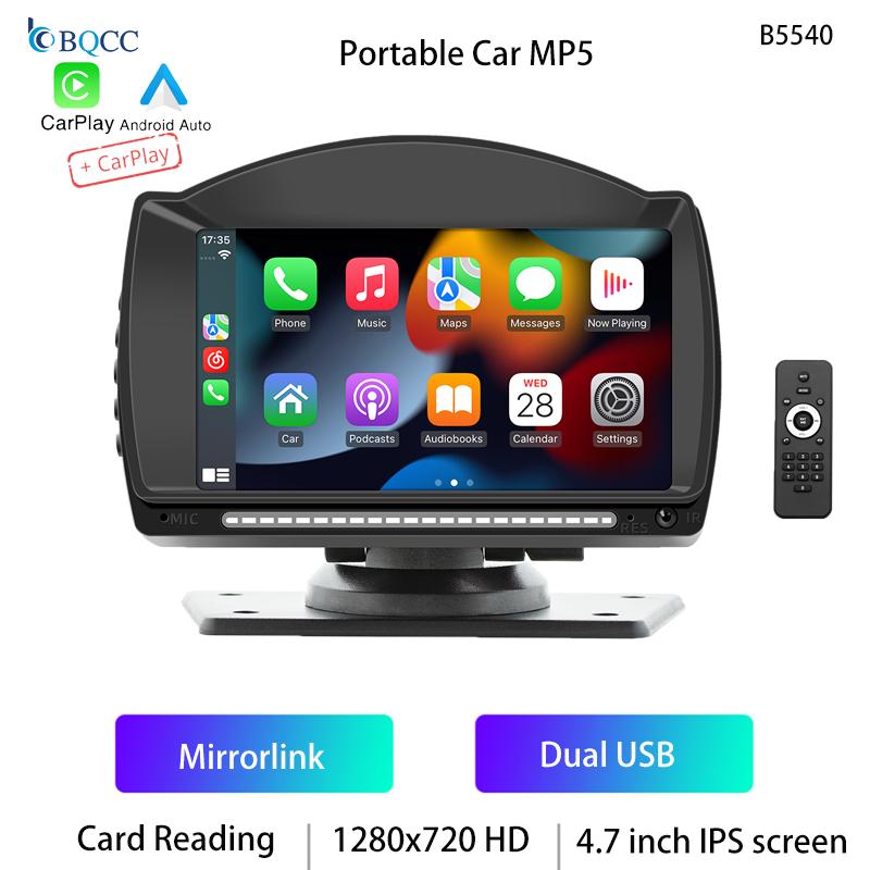 

BQCC 4,7-дюймовый IPS-экран Портативный автомобильный MP5Android Auto Carplay Mirrorlink обратное изображение DVR Мультимедиа Aux Dual Usb Bt автомобильное радио
