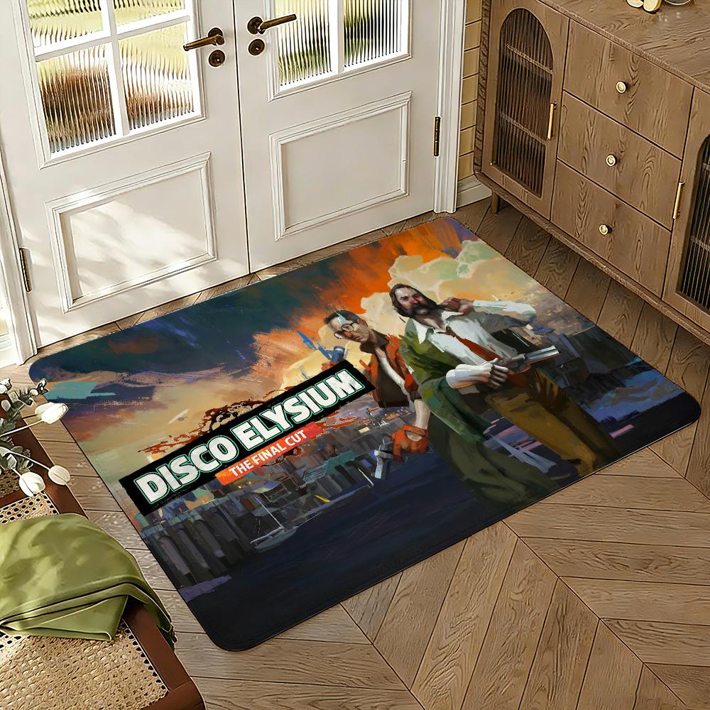Disco Game Elysium Floor Mat Soft Thickened Absorbent Non-Slip Bedroom Living Room Door Mat Home Decor Flannel Rugs
