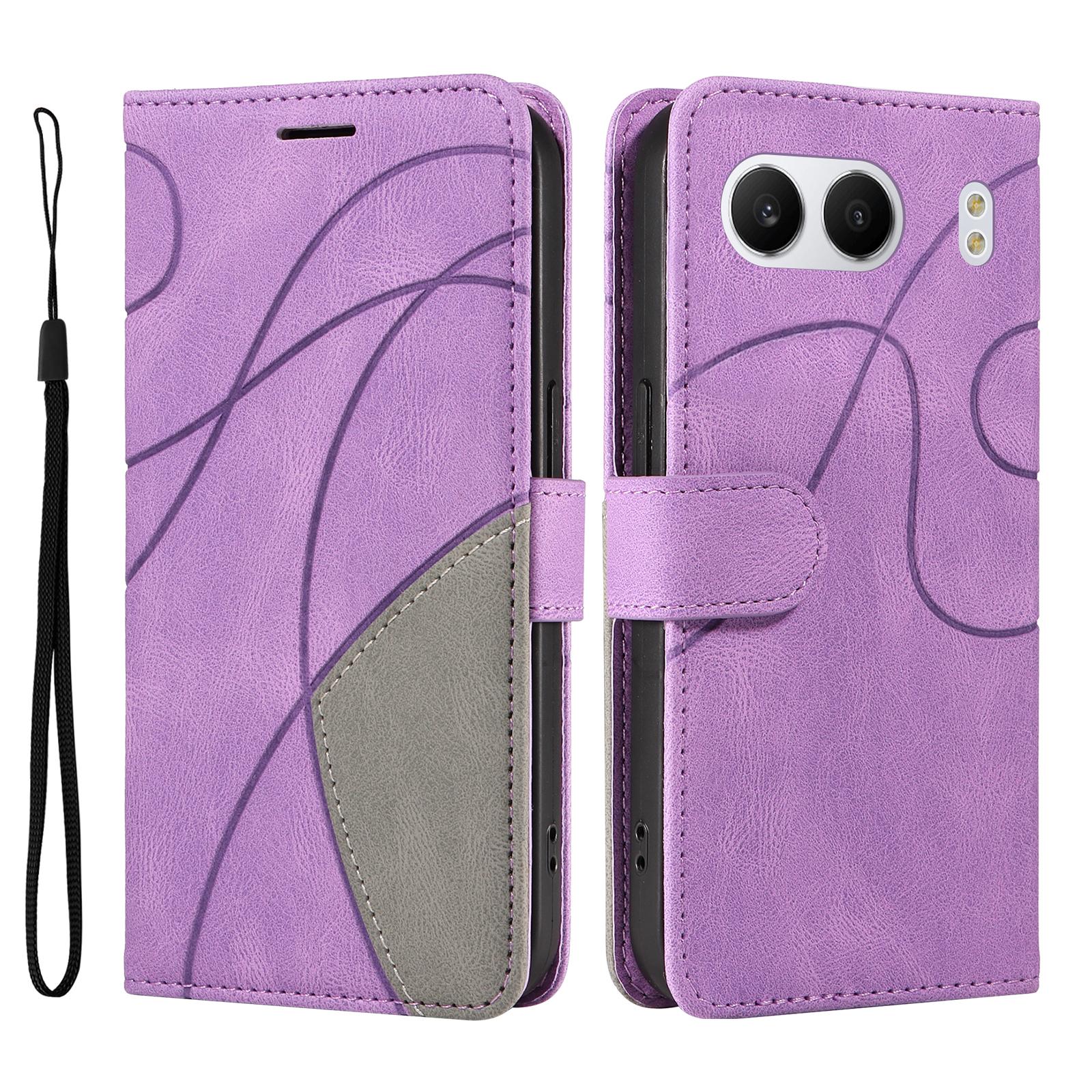 

For OnePlus Nord 4 Leather Case Wallet Stand Color Splicing Phone Cover Purple