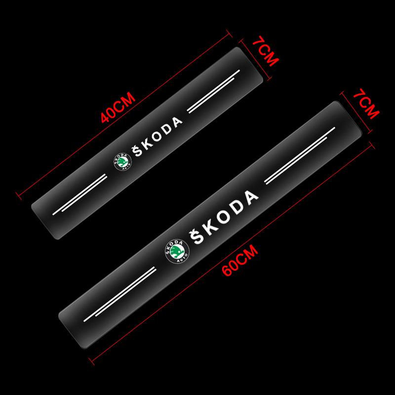4Pc Car Threshold Protector Transparent Decorative Badge 3D Sticker For Skoda Octavia Superb Rapid Kodiaq Karoq Fabia Kamiq Roomster Citigo