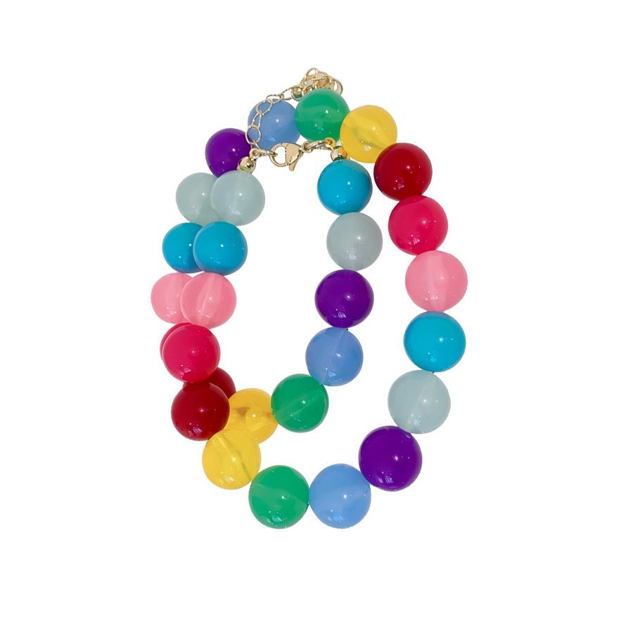 Acrylic Marbled Dopamine Color Block Beaded Necklace: Stylish Clavicle Chain Neck Accessory.