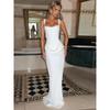 Europe, America 2026 Summer New Women's Clothing Temperament Solid Color Slim-fitting Waist Backless Square Neck Suspender Dress Women