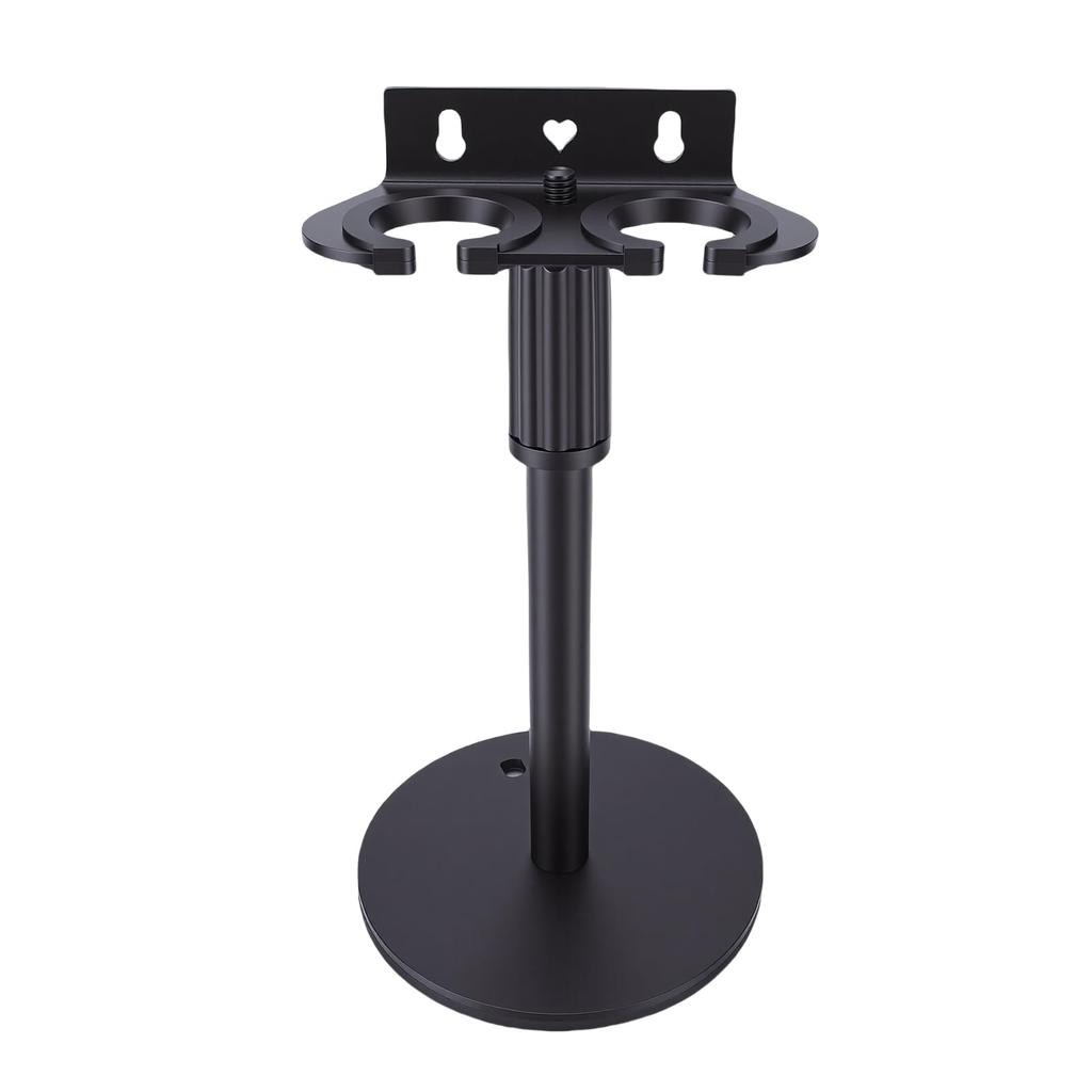 summina Microphone Holder, Wall Mount Dual Slot Height Adjustable Metal Microphone Stand with Anti-Slip Pad Telescopic Pole 24" 39cm and 13cm Base,