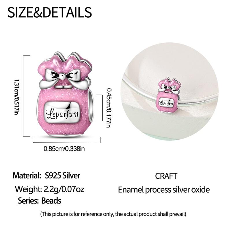 925 Silver Pink Color Cat's Paw Rabbit Elephant Zircon Dangle Charms Beads Pendant Fit Bracelet Necklace DIY Jewelry