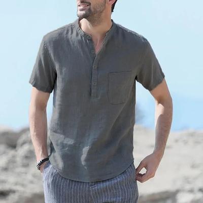 Men's T-shirt Cotton Linen Short-sleeved T-shirt Beach Holiday Casual Streetwear Slim Lightweight Breathable Tops