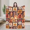 Halloween Spiders Web Bats Pumpkins Spooky  Blankets Lightweight Thin Flannel Healing Gift  Throw Blankets Bedspreads