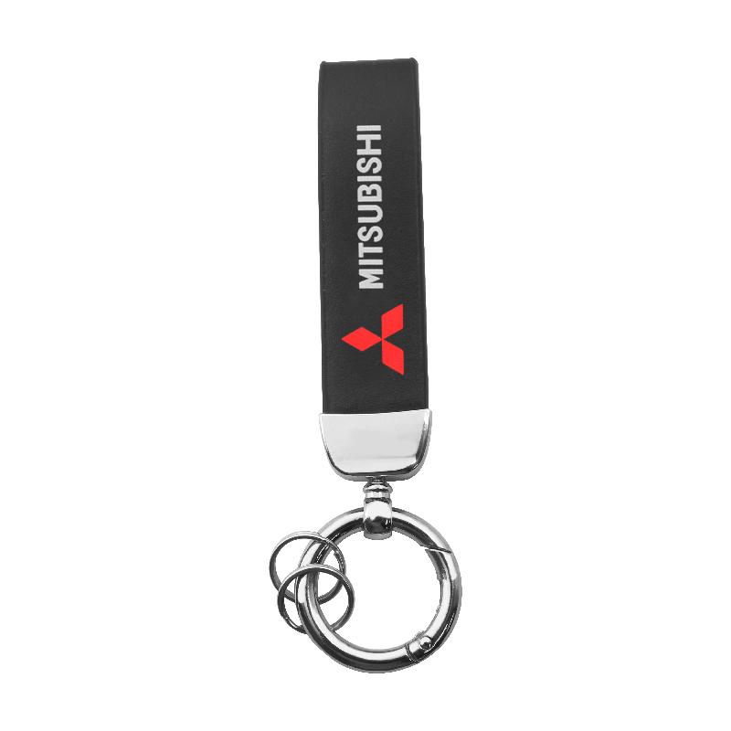 For Mitsubishi Lancer 9 10 Asx Outlander 3 Pajero L200 3D Metal+Leather Car KeyChain Key Ring Chain Auto Styling Accessories
