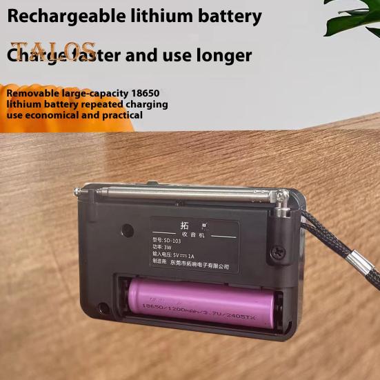 Tragbares Radio Robuste Konstruktion Benutzerfreundlich Kompaktes Design Kleines batteriebetriebenes wiederaufladbares FM/AM-Radio