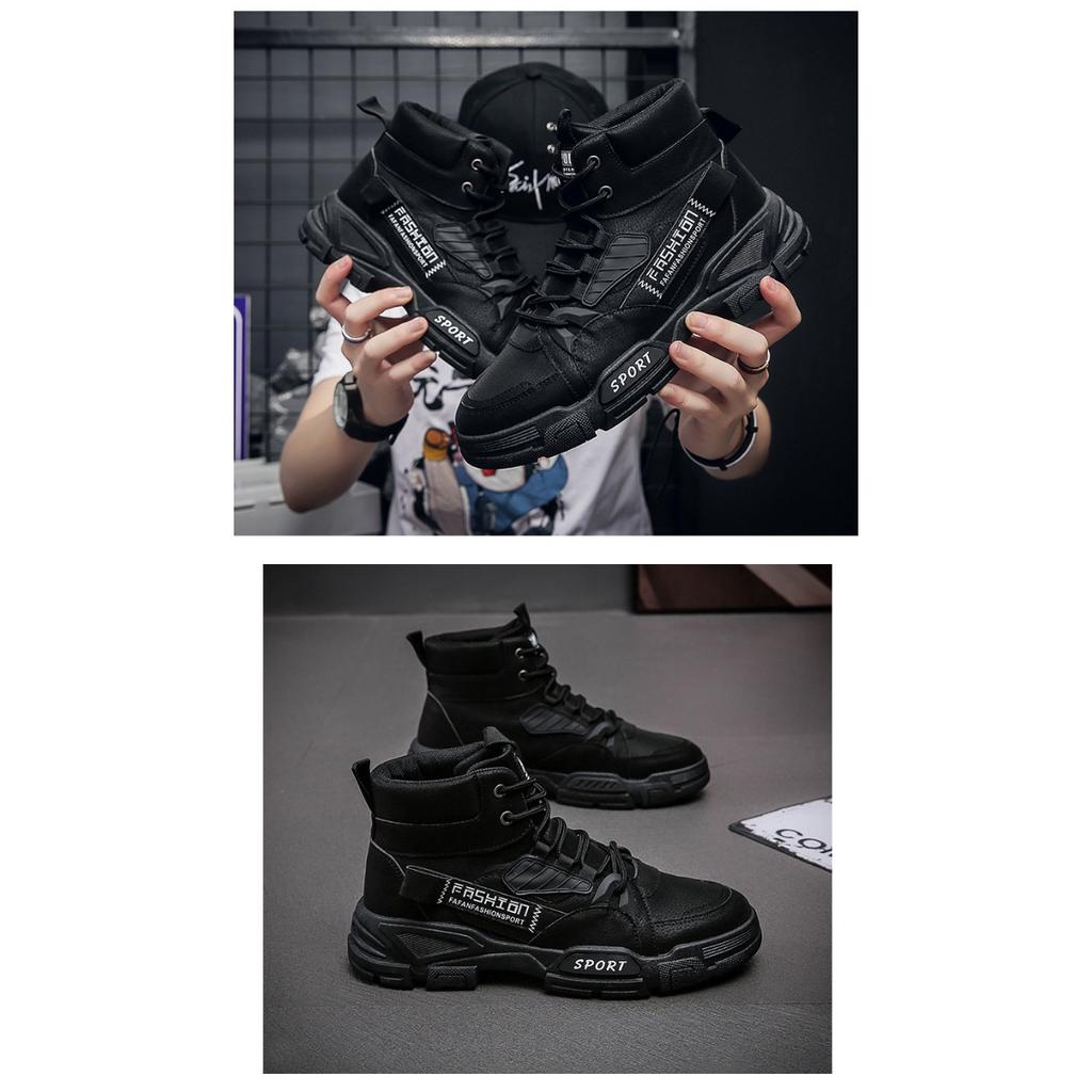 Casual Outdoor Work Boots,Trendy Men's Shoes Fashion Leather Boots,British High Top Men's Boots