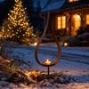 Rustikaler Kerzenhalter Gartenstecker, Flammen-Weihnachtsdekoration für den Hof