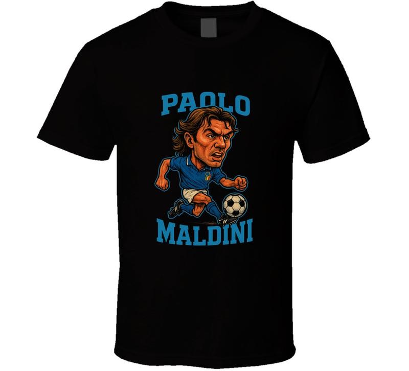 Paulo Maldini İtalya Futbol Takımı Dünya Kupası Retro Karikatür Unisex Tişört