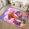 Fantasy Mushroom Village Carpet with Colorful Candy Land Theme Design Suitable for use as an anti-slip for living room bedroom sofas
