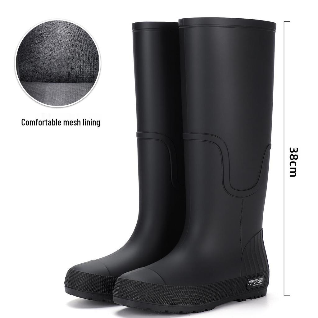 Women's Fashionable Non-Slip High-Top Rain Boots with Fleece Lining for Warmth
