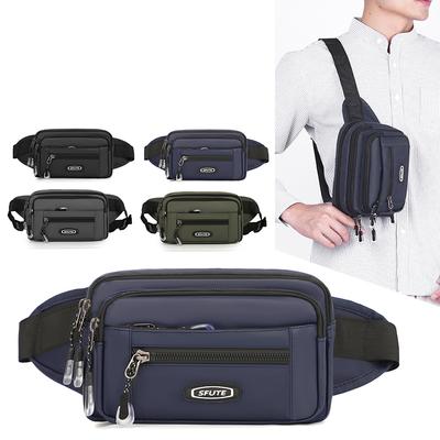 Waist Bag Multi-Functional Men's Sports Mobile Phone Chest Bag Multi-Layer Commuter Crossbody Bag