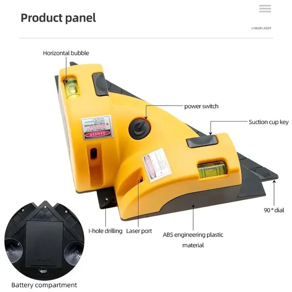 90° Infrared Laser Level Laser Instrument Vertical Horizontal Line Projection with Suction Cup Accurate Measurement Laser Wiper