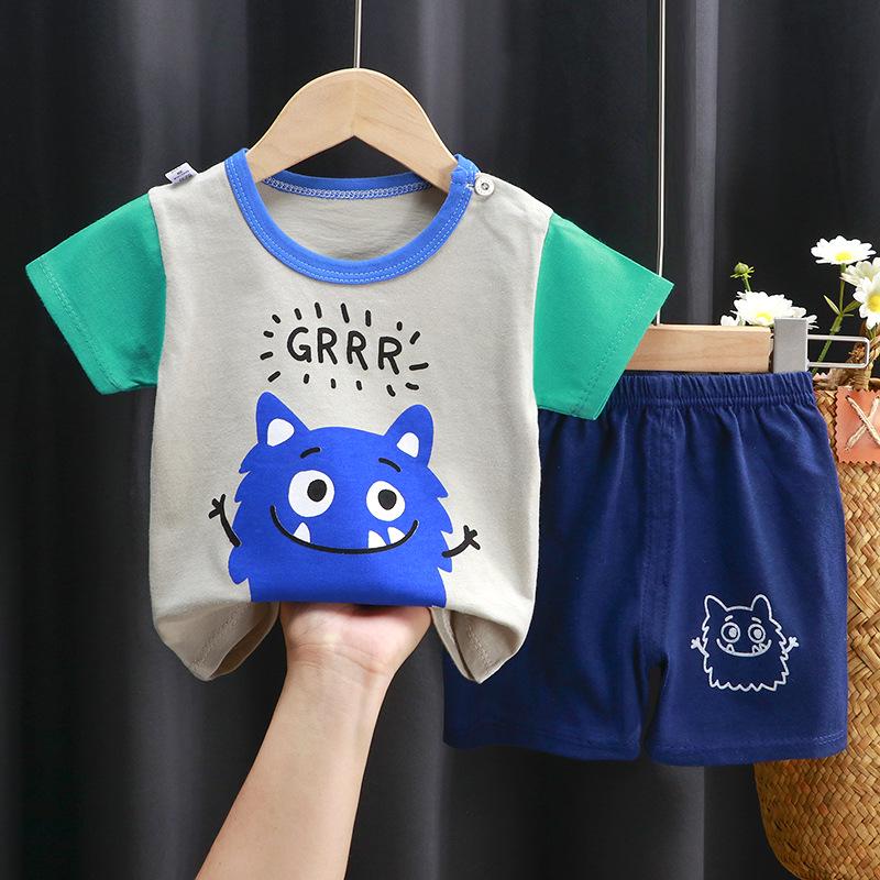 2025 Kids' Short Sleeve Summer Pajama Set - Boys and Girls Baby T-shirt and Shorts