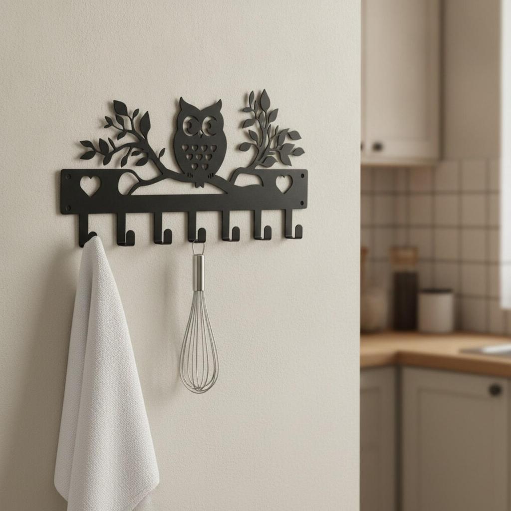 Key Hook Rack Decorative with Hooks Space-Saving for Kitchen, Bathroom