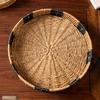 Round Braided Serving Tray, Fruit Storage Basket, Organizer for Weddings, , Parties