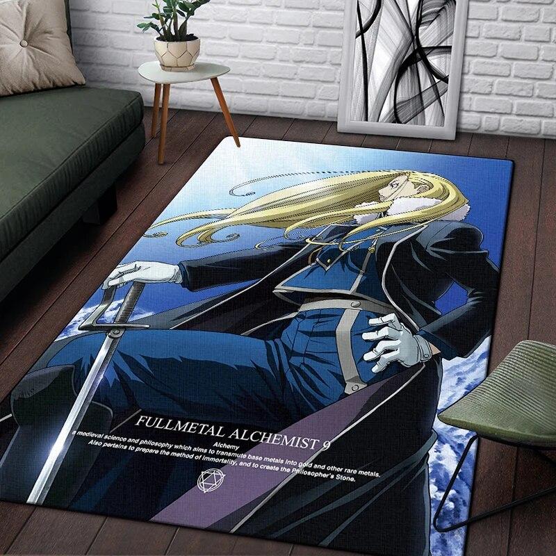 Fullmetal Alchemist Anime Painting Carpet for Living Room Large Area Rug Black Soft Carpet Home Decoration Mats Boho Rugs Picnic