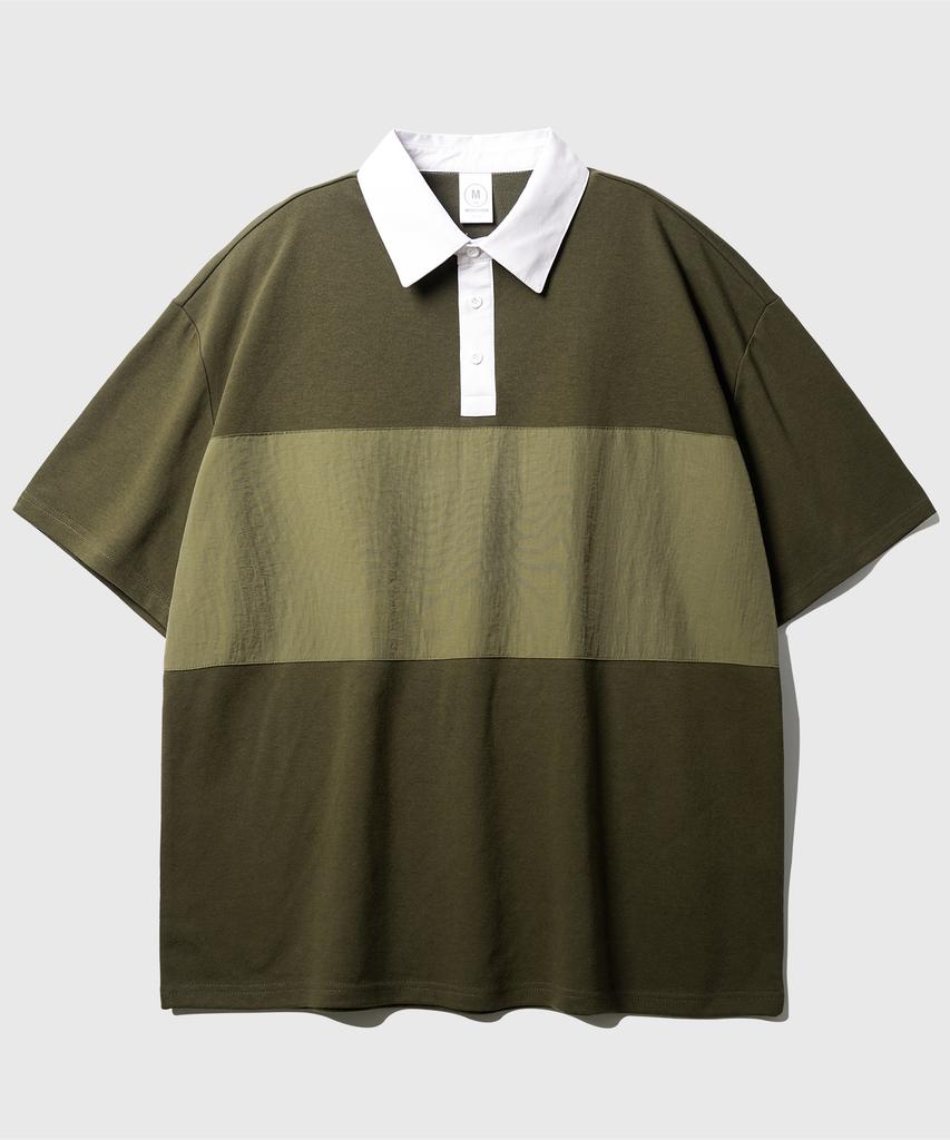 JEMUT Crescendo Rugby Collar Short Sleeve T-Shirt 4 Types Khaki Kjst2505