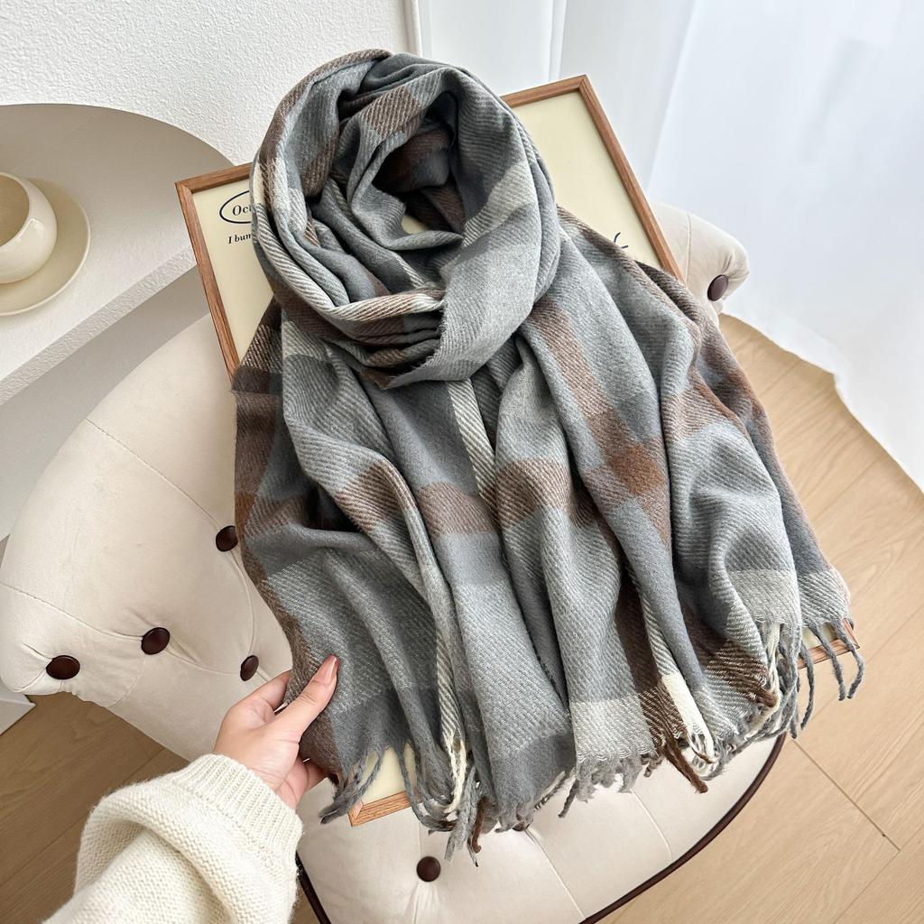 Women Winter Knitted Scarf Headscarf Lady Men Casual Plaid Tassel Warm Scarve Male Foulard Wrap Shawl New Unisex Korean New