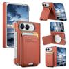 Magnetic Flip Card Slots Wallet Bracket Leather Phone Case for iPhone Duo 18 Fold Wide Central Axis Protection for Magsafe Cover