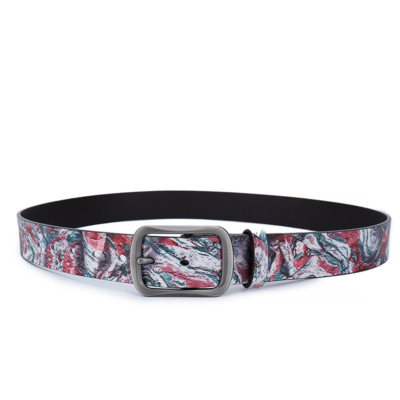 Graffiti Pure Cowhide Belt Personalized Decorative Genuine Leather Belt