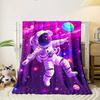 Astronaut Space Galaxy Fleece Blanket Cosmic Universe Design Purple Starry Night Throw For Kids Teen Room Decor Sci Fi Lover