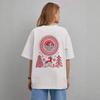 Retro Print 100% Cotton Short Sleeve T-Shirt - Hong Kong Style, Loose Fit, Early Autumn