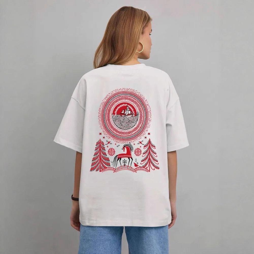 Retro Print 100% Cotton Short Sleeve T-Shirt - Hong Kong Style, Loose Fit, Early Autumn