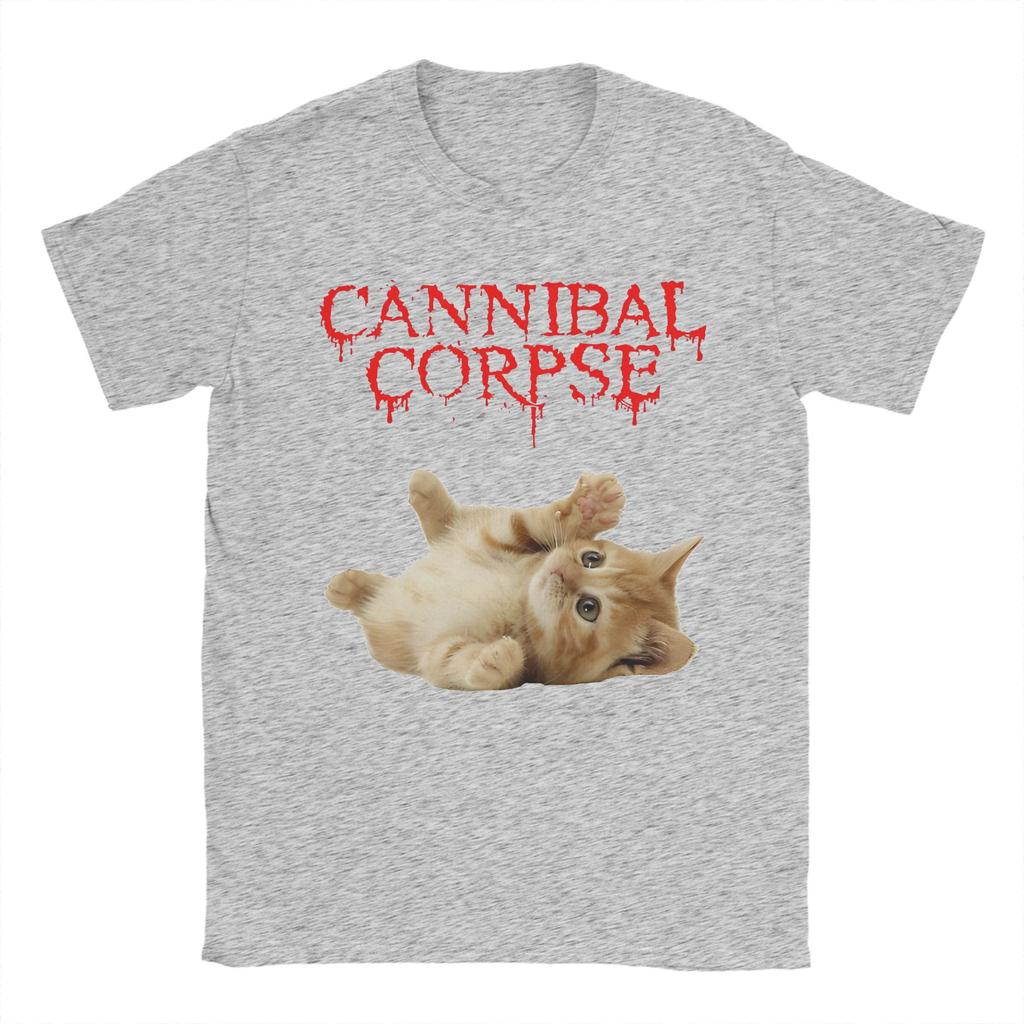 Cannibal Corpse Cat Popular T Shirts  100 Cotton Tshirt for Male Y2K Retro Wholesale Short Sleeve Top Tees