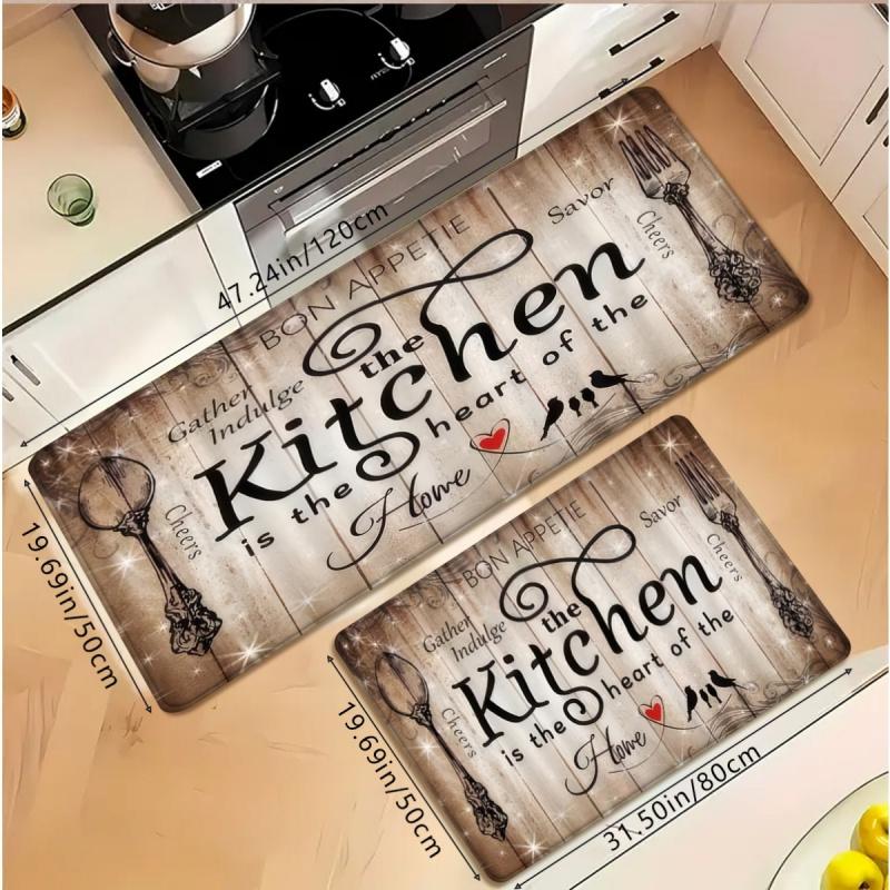 Retro American Style Kitchen Carpet Non-Slip Easy to Clean Rug for Corridor Bedroom Entrance Door Mat Home Decoration