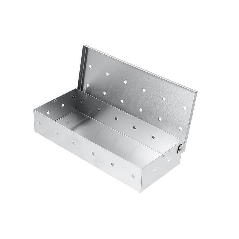 

BBQ Smoker Box Stainless Steel Wood Chips Smoker Box with Hinged Lid Heavy Duty BBQ Smoke Box For Charcoal Grilling YY224 серебряный