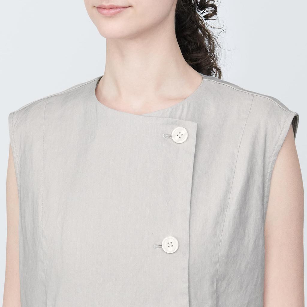 MUJI Women's Hemp Blend Stretch Gilet Dress, Light Gray, Size XS, BC2IHA4S