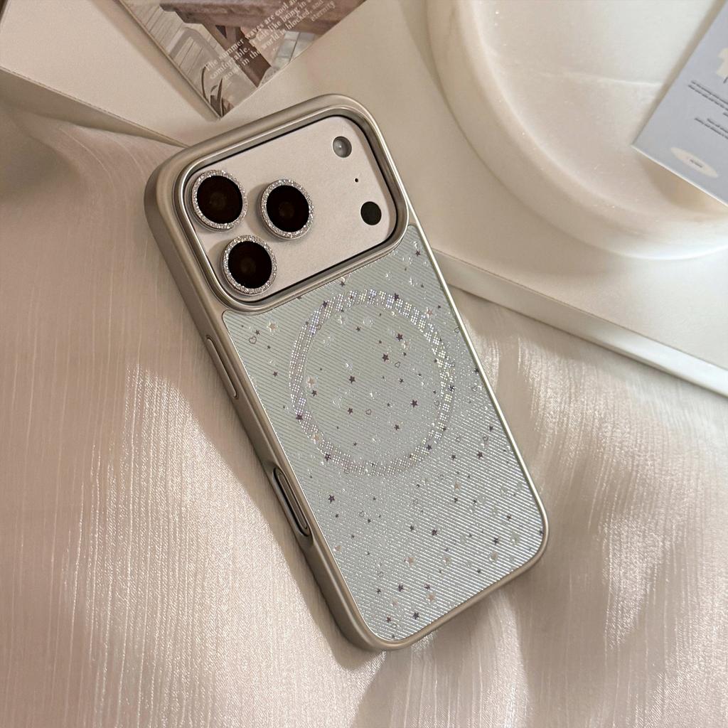 Starry Night is compatible with Apple devices17pm Phone case15Magnetic Bracket iphone16pro Gilded14Fresh Blue