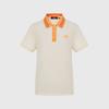 [Collar Contrast Letter Logo] Spring and Summer Comfortable Women's Solid Color Short Sleeved Polo Shirt