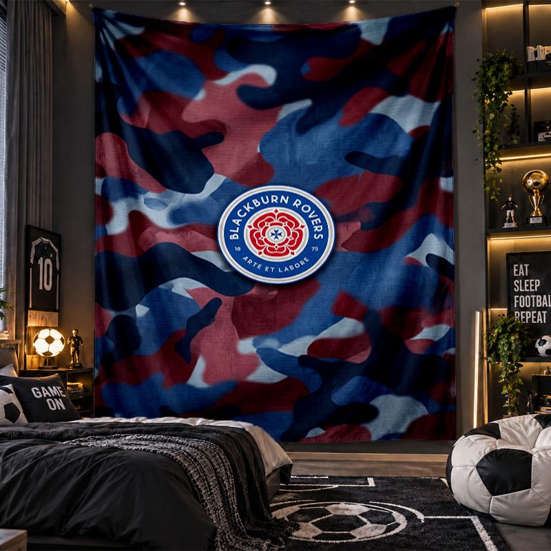 Wall Hanging Tapestry Blackburn Rovers Football Print Cloth for Living Room Bedroom Home Decor