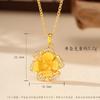Luxury 24K 9999 Pure Gold Real Gold Women's Double-layer Flower Pendant Necklace
