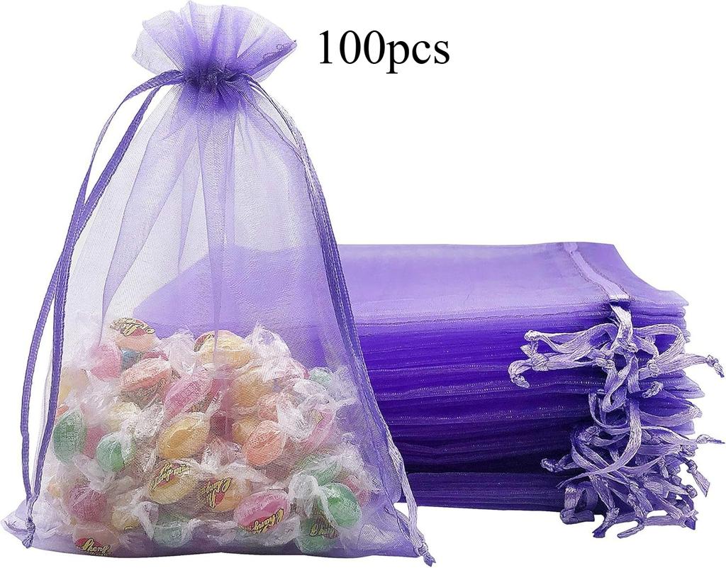 100 Stück/Los Organza Kordelzugbeutel 7x9 9x12 13x18 15x20 Kleine Geschenkbeutel für Hochzeit Schmuck Party Dekoration Verpackung