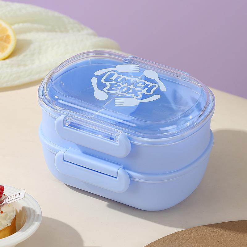 Compact Student Double/Single Layer Plastic Lunch Box with Lid - Portable Bento for Office Workers, Fruit, or Salads.