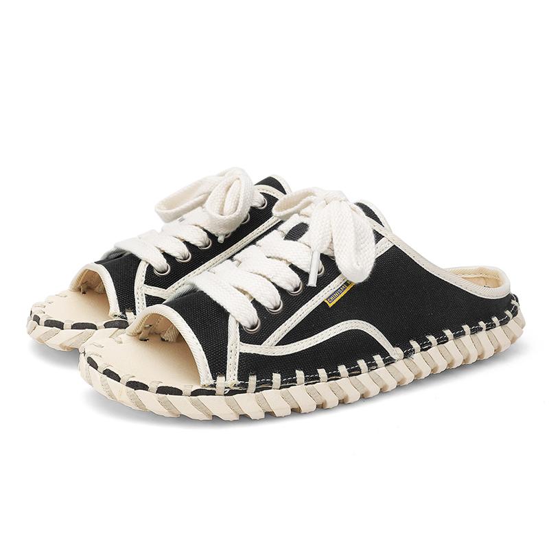 Fashion Handmade stitched denim casual sandals Trendy style design Street walking Daily breathable slippers high-quality summer