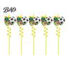 Birthday Party Straw 5Pcs Colorful Soccer Spiral Straws, Reusable Drinking Straws for Safe Odorless Party, Football Theme Celebration Beverage