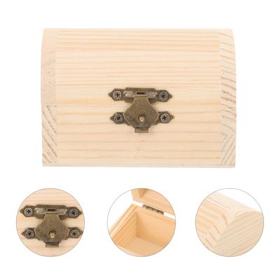 6Pcs Wooden Case Solid Color Thickened Arched Lock Box DIY Clay Craft Graffiti Storage for Jewelry Home Office